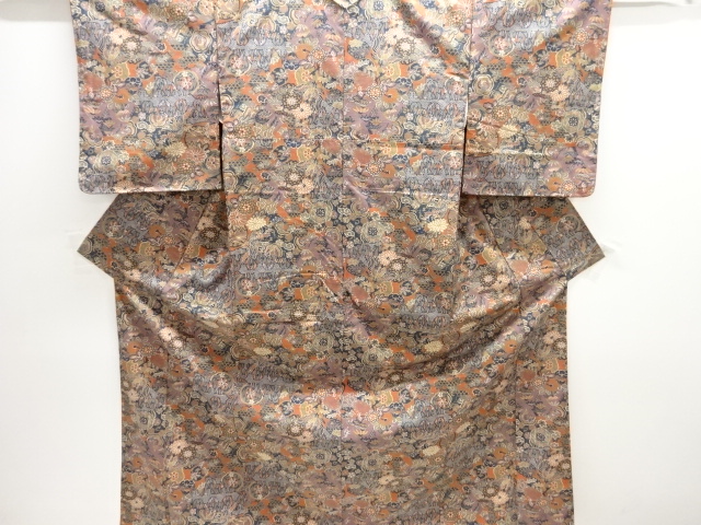 花鳥模様手織り紬着物